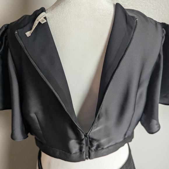 Rachel Roy Black & White Floral Open Waist Midi Party Dress Womens 12 - Picture 6 of 9